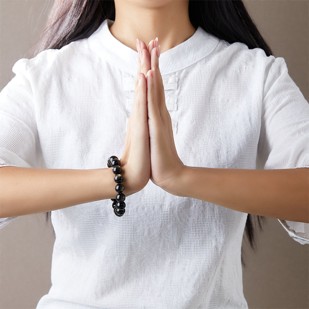 Silver Obsidian Bracelet | Protection & Strength – Blessing & Luck