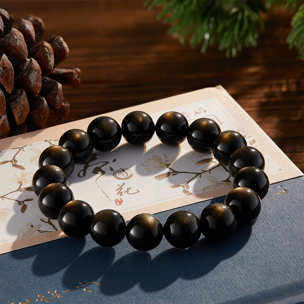 Silver Obsidian Bracelet | Protection & Strength – Blessing & Luck