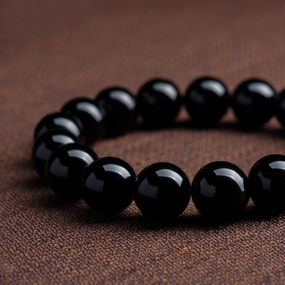 Feng Shui Bracelet | Bracelet for Repelling Bad Luck - Pure Natural Handmade Black Obsidian Bracelet With Blessing