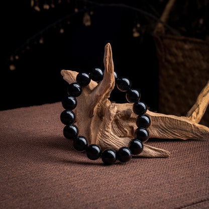 Feng Shui Bracelet | Bracelet for Repelling Bad Luck - Pure Natural Handmade Black Obsidian Bracelet With Blessing