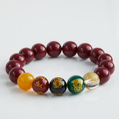 Bracelet for Attracting and Protecting Wealth - 5 God Of Wealth with Cinnabar Bracelet with Blessing