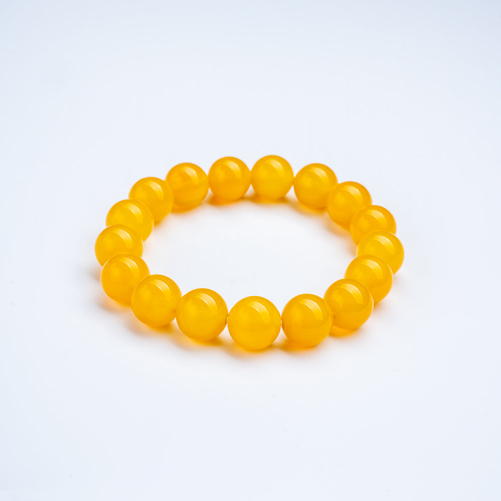 Bracelet for Windfall Wealth Luck - Pure Natural Yellow Agate Bracelet With Blessing