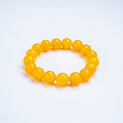 Bracelet for Windfall Wealth Luck - Pure Natural Yellow Agate Bracelet With Blessing