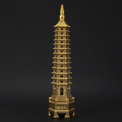 Mantra Infused Handmade Decor for Prosperity - 13 Floor Golden WenChang Tower for Fame & Prosperity